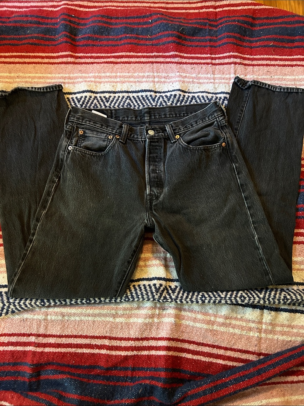 Men’s premium denim Vintage Button Fly black denim Black Jeans 33 x 34